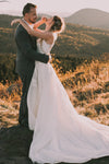 V-Neck Lace Wedding Dresses Sheer Back A Line Bridal Dresses DW217