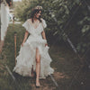 V-Neck Ruffles Lace Wedding Dresses Bohemian Bridal Gowns DW344