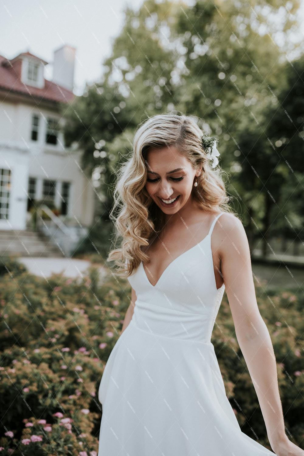V-Neck Simple Wedding Dresses A Line Lace Back Beach Noivas DW383 TANYA BRIDAL V-Neck Simple Wedding Dresses A Line Lace Back Beach Noivas DW383 TANYA BRIDAL