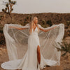 Side Split Mermaid Bridal Gowns With Elegant Tulle Cape