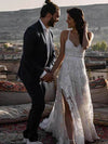 A Line Wedding Dress Modest Beautiful Rose Lace Long Bride Dresses TBW70