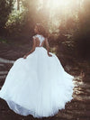 Chic White Wedding Dress Chiffon Lace A Line Boho Wedding Dress TBW64