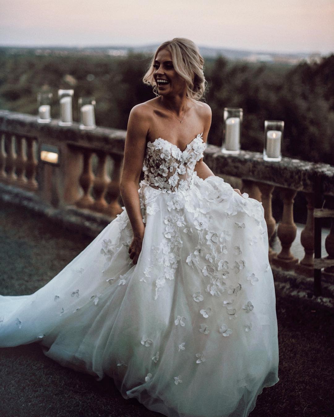 Ivory Wedding Dress with a Slit & Train #1179