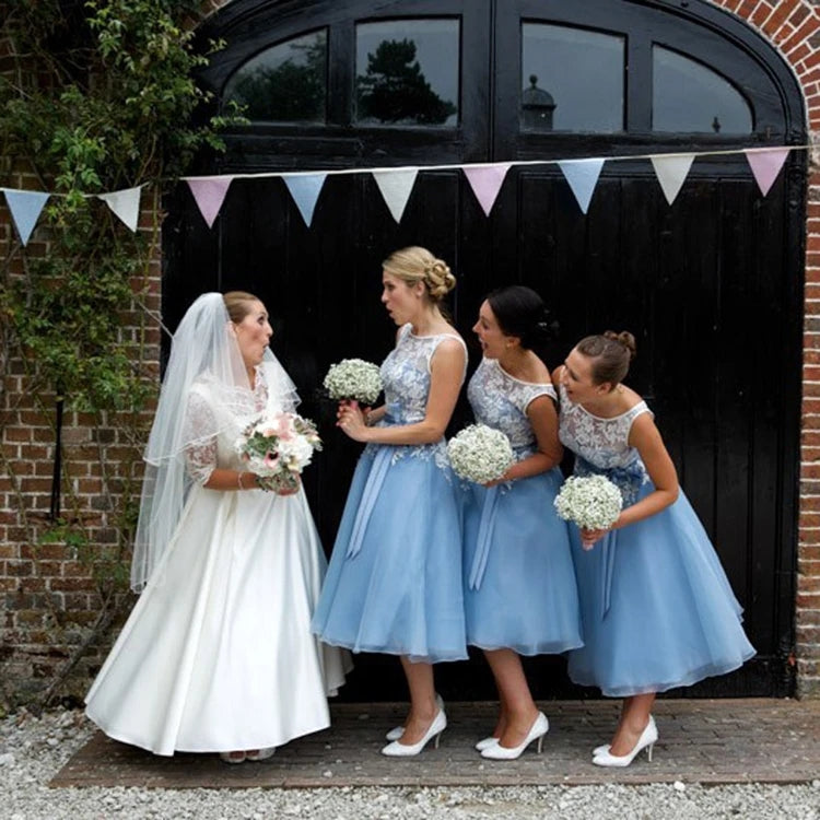 Sky Blue Bridesmaid Dresses Lace Beautiful A Line Wedding Party Dress Sky Blue Bridesmaid Dresses Lace Beautiful A Line Wedding Party Dress