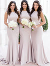 Mermaid Long Sleeveless Simple Soft Satin Bridesmaid Dresses