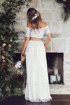 A-line Straps Two Piece Off The Shoulder Lace Wedding Dress TBW69