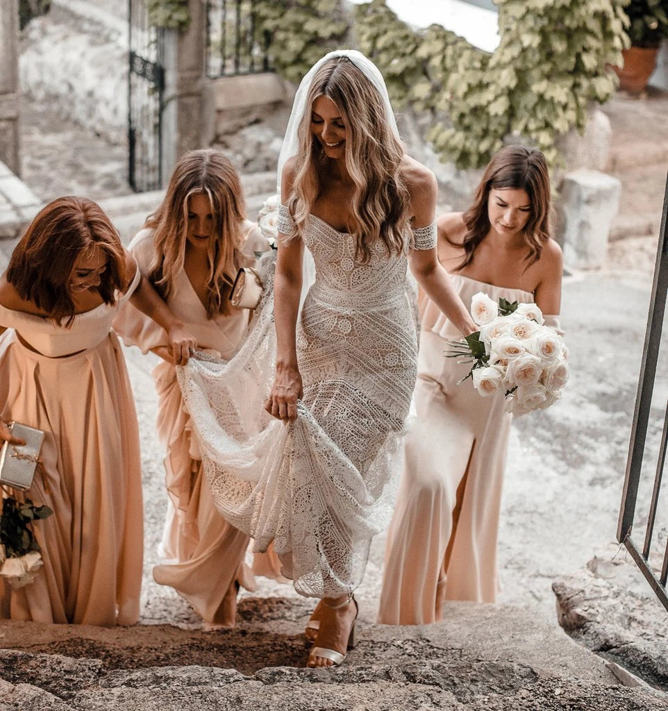 Chiffon Two Piece Bridesmaid Dresses Cheap Long Off The Shoulder Bridesmaid Dresses - Chiffon Two Piece Bridesmaid Dresses Cheap Long Off The Shoulder Bridesmaid Dresses -