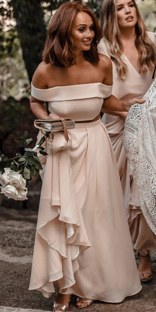 Chiffon Two Piece Bridesmaid Dresses Cheap Long Off The Shoulder Bride TANYA BRIDAL Chiffon Two Piece Bridesmaid Dresses Cheap Long Off The Shoulder Bride TANYA BRIDAL
