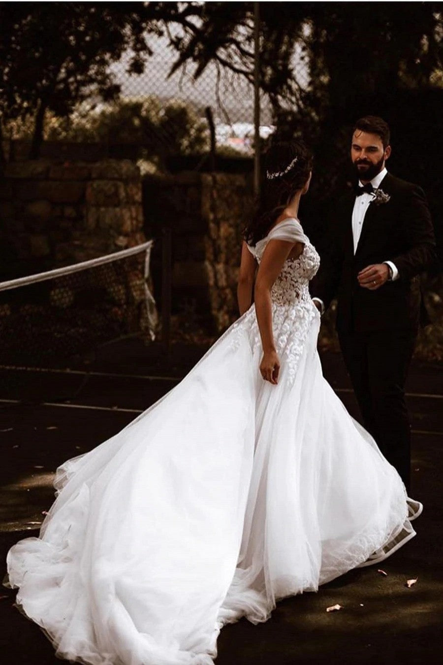 Off The Shoulder Lace Appliques A Line Wedding Dress Bridal Gown TANYA BRIDAL Off The Shoulder Lace Appliques A Line Wedding Dress Bridal Gown TANYA BRIDAL