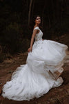 Off The Shoulder Lace Appliques A Line Wedding Dress Bridal Gown