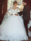 Ball Gown Long Sleeve Wedding Dresses Sweetheart Bridal Gowns With Applique TBW71