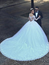 Ball Gown Long Sleeve Wedding Dresses Sweetheart Bridal Gowns With Applique TBW71