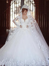 Ball Gown Long Sleeve Wedding Dresses Sweetheart Bridal Gowns With Applique TBW71