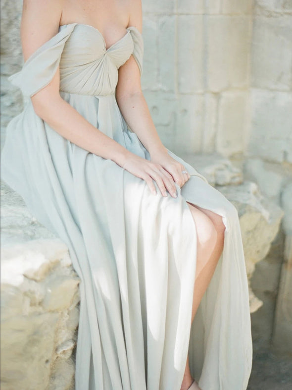 Chiffon Off The Shoulder Sweetheart Open Back Bridesmaid Dress TANYA BRIDAL Chiffon Off The Shoulder Sweetheart Open Back Bridesmaid Dress TANYA BRIDAL