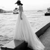 Elegant Wedding Gowns Lace Appliques Tulle Bride Dress Backless Vestido De Noiva