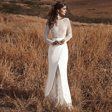 Boho Wedding Dress Long Sleeves TBW35