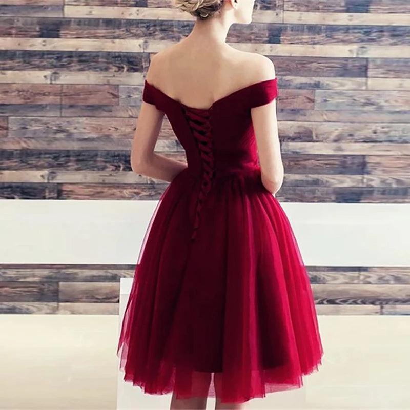 Simple Red Tull Homecoming Dresses Elegant Style TANYA BRIDAL Simple Red Tull Homecoming Dresses Elegant Style TANYA BRIDAL