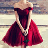 Simple Red Tull Prom Dresses Short Ball Gown