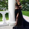 Vintage Deep V Neck Black Wedding Dress