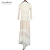 Vintage Timeless Bohemian Wedding Dresses Long Sleeve Embroidery Lace Noivas Stretch Charmeuse Nude Lining Bridal Gown DW002
