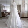 White Long Sleeves Muslim Wedding Dresses