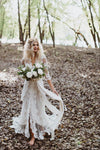 White Wedding Dress Tulle Lace Appliques V-Neck Front Zipper Three Quarter Romantic Bridal Gowns Vestido De Novia