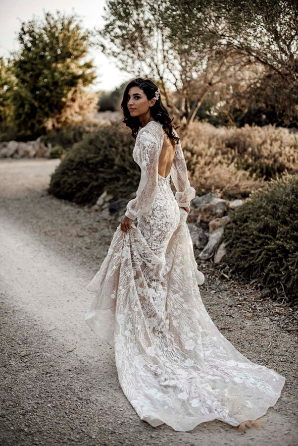 Luxury Bohemian Long Lace Wedding Dresses LTDZ432