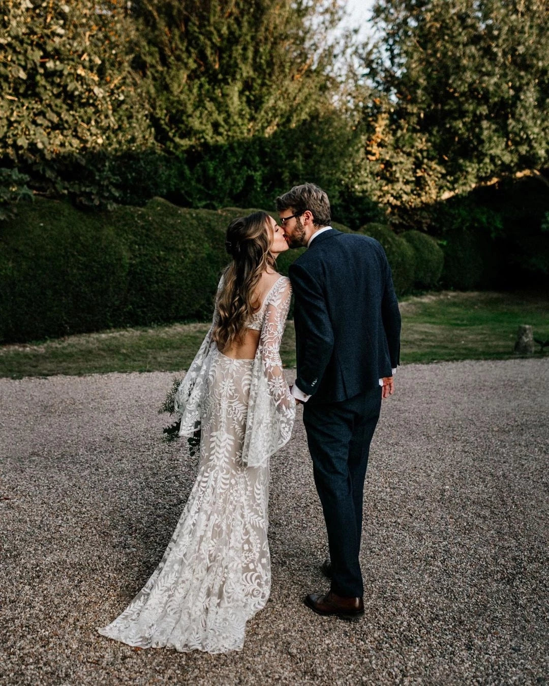 ivory lace wedding dress with sleeves Marisa Off-Shoulder Long Sleeve Lace Gown