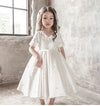 White Flower Girl Dress Crystal Bow Back Wedding Party Gown 215251741