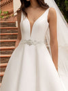 A-Line Wedding Dresses V Neck Court Train Satin