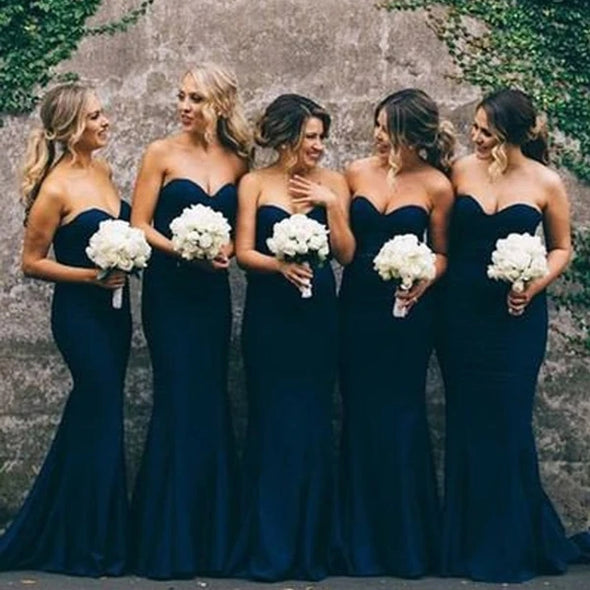 Navy Blue Simple Mermaid Wedding Guest Dresses Bridesmaid Dresses