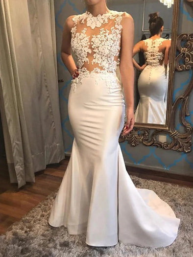 Mermaid / Trumpet Wedding Dresses Romantic Sexy With Appliques