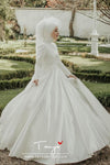 Elegant Simple Satin Muslim Wedding Dresses Ball Gown Bride Dress