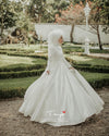 Elegant Simple Satin Muslim Wedding Dresses Ball Gown Bride Dress DQG1109