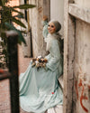 Light Green Muslim Wedding Dresses Long Sleeves A Line Chiffon Bridal Dress