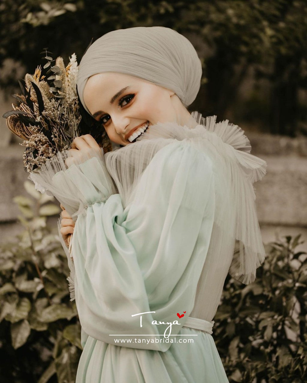 Light Green Muslim Wedding Dresses Long Sleeves A Line Chiffon Bridal TANYA BRIDAL Light Green Muslim Wedding Dresses Long Sleeves A Line Chiffon Bridal TANYA BRIDAL