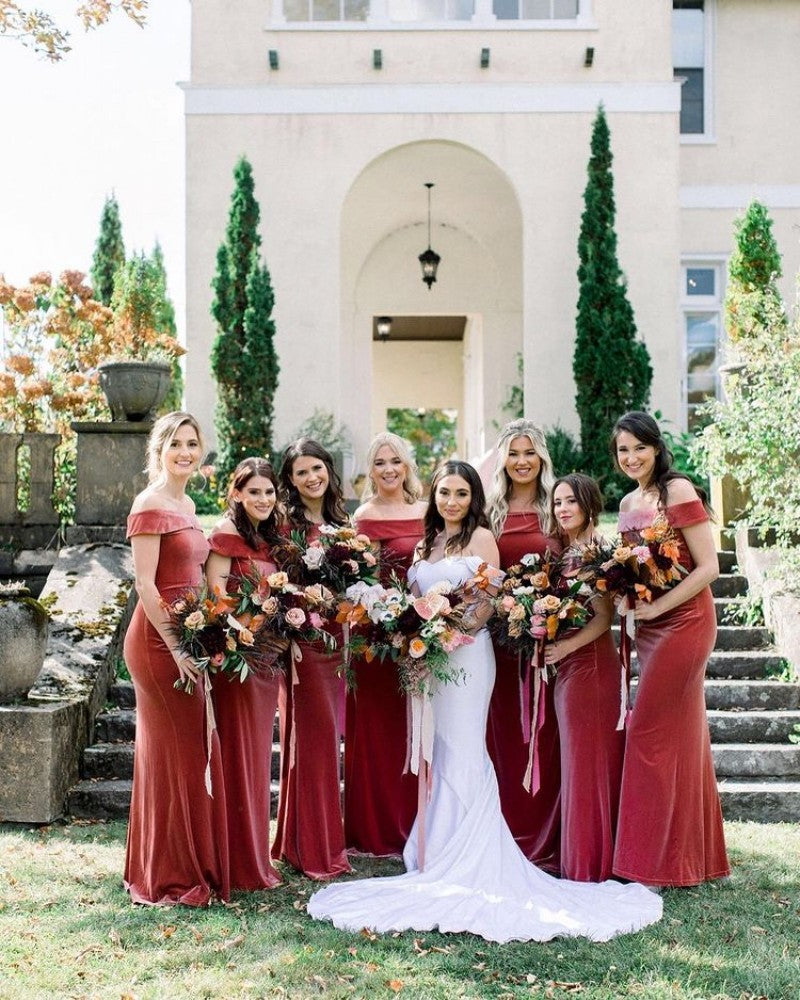 Mermaid Long Velvet Bridesmaid Dresses MBP38 – TANYA BRIDAL