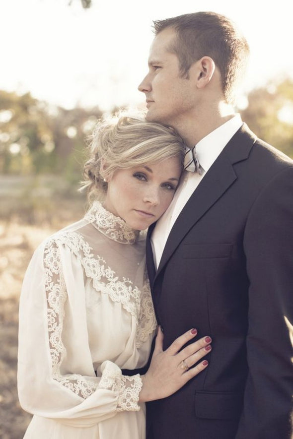 Long Sleeves Bohemian A Line Chiffon Wedding Bridal Dress  TB1374