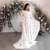 Long Sleeves Lace Beach Bridal Dress Champagne Bohemian Wedding Gowns