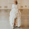 Modest High Low Wedding Dresses robe de mariee Long Sleeve Wedding Gowns Ruffle Organza Open Back Bridal Dress