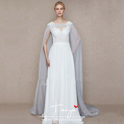 Long Chiffon Wedding Cape 3 Meters Length Simple Bridal Cloak DQG1197