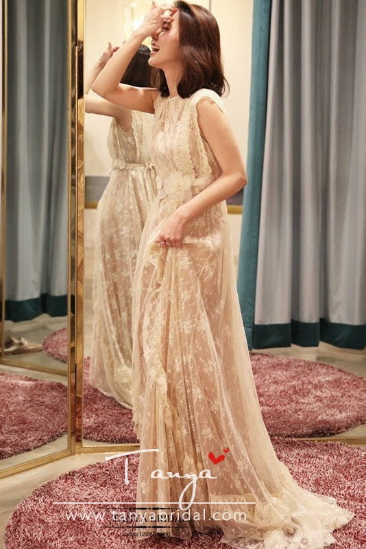 french bohemian wedding dress Polina Ivanova Atelier | Sarah in French corded lace