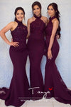 burgundy bridesmaid dresses Lace Appliques