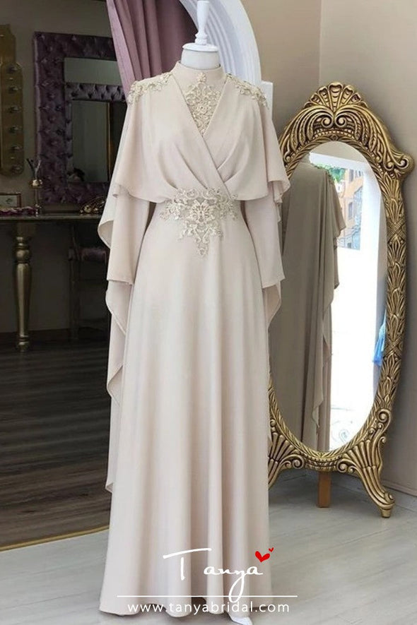 Full Sleeve Robe De Soiree Dubai Moroccan Kaftan Evening Dresses