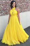 Bridesmaid Dresses Yellow Chiffon for Junior Wedding Party Guest Gown Maid of Honor Halter Backless Custom made