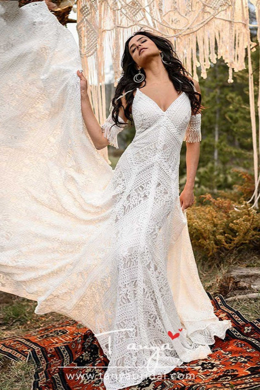 Bohemian Lace Wedding Dresses Vestido de noivas ZW259