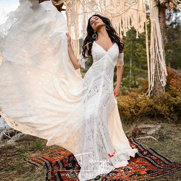 Bohemian Lace Wedding Dresses Vestido de noivas ZW259
