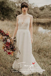 V-Neck Simple Wedding Dresses Beaded Elegant Bridal Gowns A Line Long sleeveless Vestido De noivas ZW230