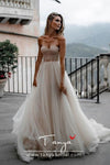 Nude Ivory Tulle Wedding Dresses Multi-layers Elegant Bridal Gowns Sweetheart Sheer Sweep Train Boho Beach Chic Noiva ZW221