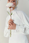 Simple Long Wedding Dress Muslim Floor Length With Buttons